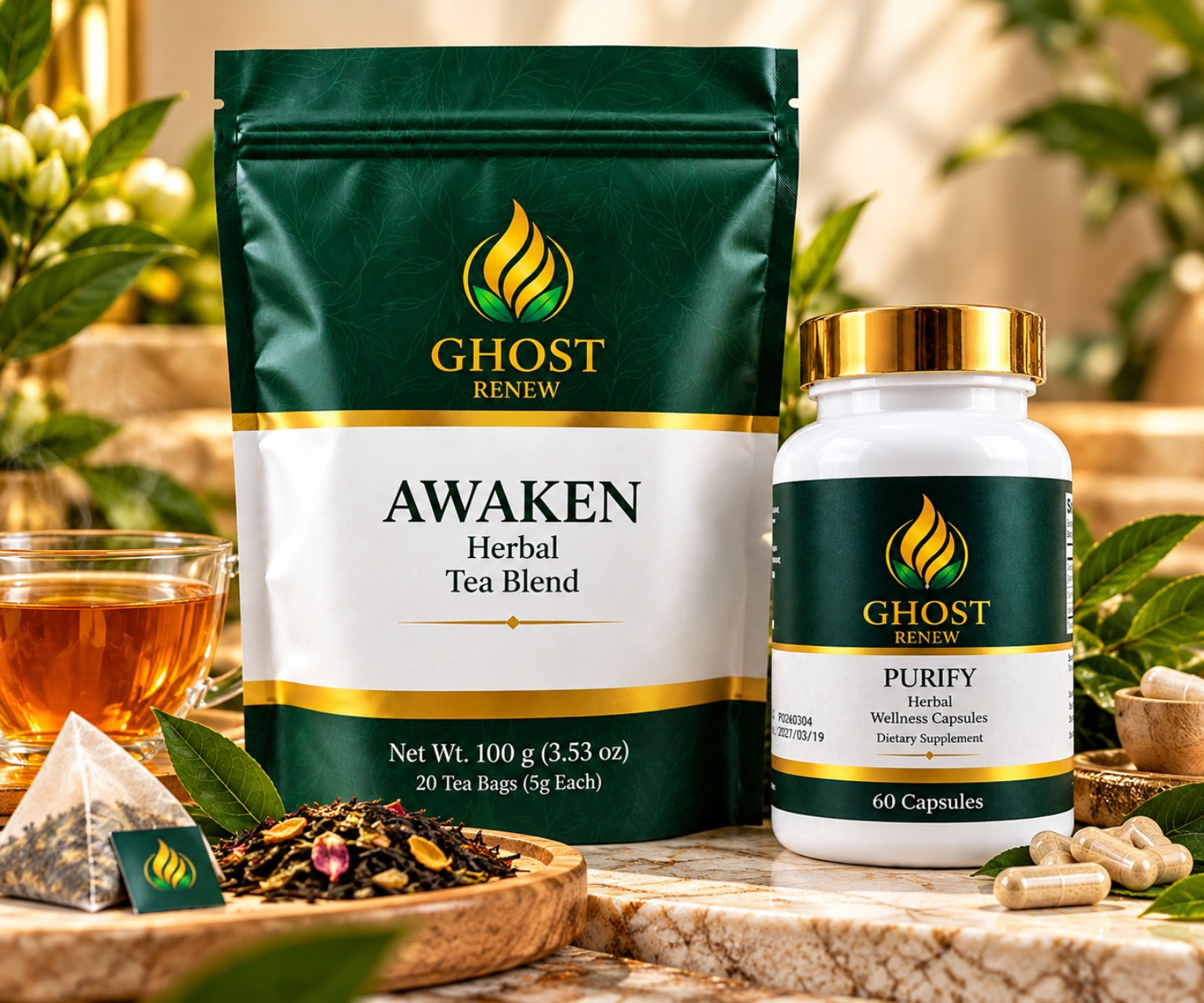 Ghost Renew Tea & Capsules Duo